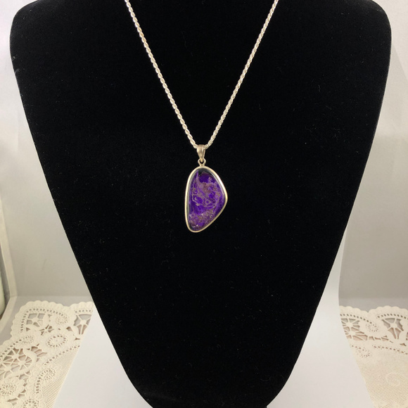 Sterling Silver Free Form Shaped Sugilite Pendant - Picture 3 of 4